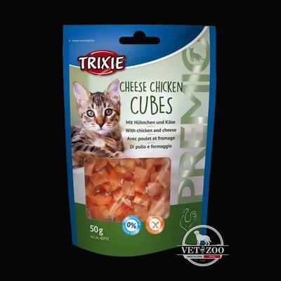 Ласощі Trixie Premio Cheese Chicken Cubes для котів, сир і курка, 50 г 42717 фото