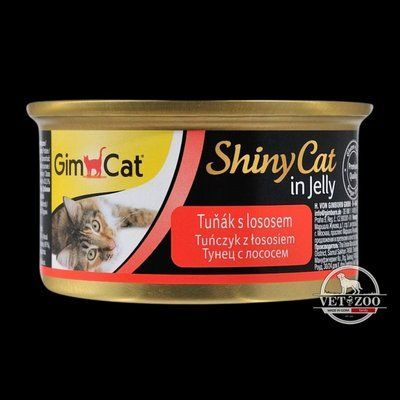 Вологий корм GimCat Shiny Cat для котів, з тунцем та лососем, 70 г G-414317/195 фото