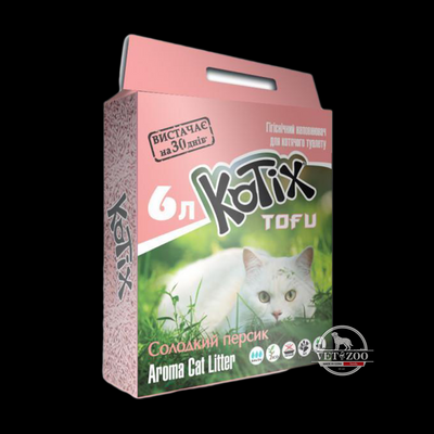 Kotix Tofu Соєвий наповнювач для котячого туалету, з ароматом персика 6л 102103 фото