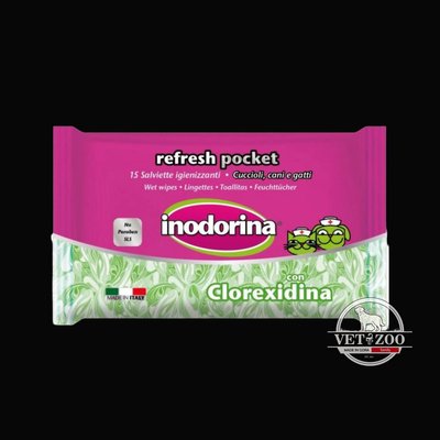 Inodorina Refresh Clorexidina - Серветки дезинфікуючі з хлоргексидином, 15 шт 230.0030.004;230.0090.001; 230.0120.008 фото