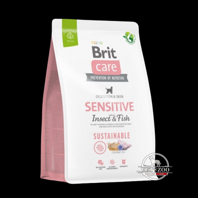 Сухий корм Brit Care Dog Sustainable Sensitive для собак з чутливим травленням, з рибою та комахами, 1 кг 172187; 172188 фото