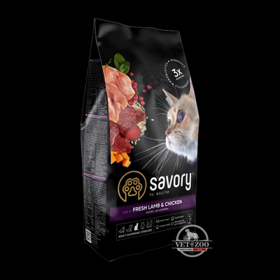 Сухий корм Savory для кастрованих котів зі свіжим м&rsquo;ясом ягняти та курки 2кг 30105; 30112; 30129 фото
