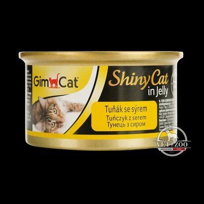 Вологий корм GimCat Shiny Cat для котів, тунець і сир, 70 г G-414300/414188 фото