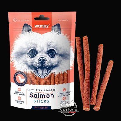 Wanpy Salmon Sticks ВАНПІ ПАЛИЧКИ З ЛОСОСЕМ лакомство для собак 100г SB-14 фото