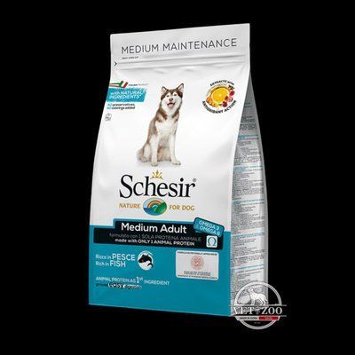 Schesir Dog Medium Adult Fish ШЕЗІР ДОРОСЛИЙ СЕРЕДНІХ РИБА сухий монопротеїновий корм для собак середніх порід 3кг 104688 фото
