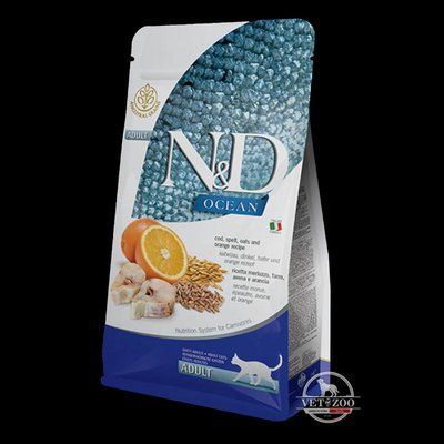 Farmina (Фарміна) N&D Ocean Ancestral Cod, Spelt, Oats & Orange Adult 1.5кг 160735: 160736 фото
