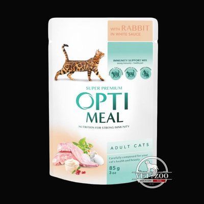 Optimeal Шматочки з кроликом в білому соусі для котів 85г B2710702 фото