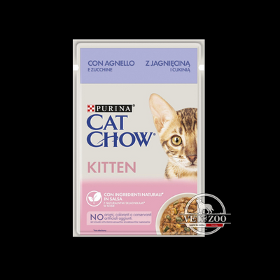 Cat Chow Ніжні шматочки з ягням і цукіні для кошенят 85г 104966 фото
