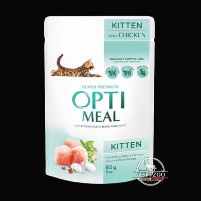 Optimeal Шматочки з куркою для кошенят 85г B2710902 фото