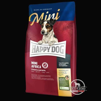 Happy Dog Supreme Mini Africa для собак дрібних порід при алергіях та харчовій непереносимості, зі страусом та картопляними пластівцями 800г 61232 фото