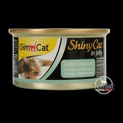Вологий корм GimCat Shiny Cat для котів, тунець та креветки, 70 г G-413099/413297 фото