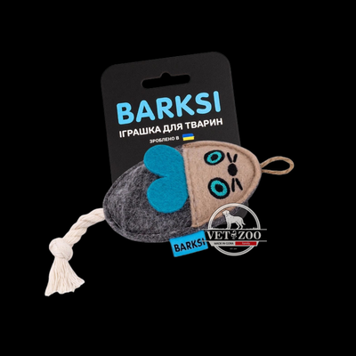 Іграшка для Котів Barksi Фетр Мишка з канатом Сіра 3507 фото