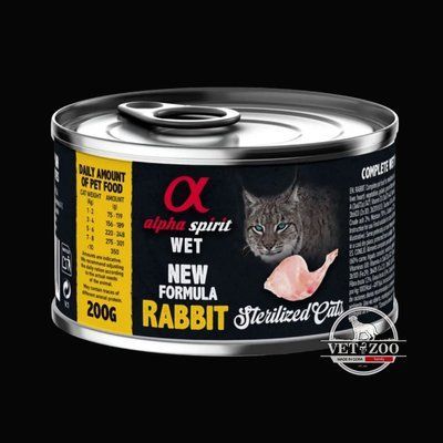ALPHA SPIRIT RabbitSterilized Cat  Консерва з кроликом для стерилізованих котів 200г as311315 фото