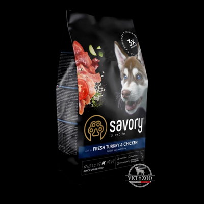Сухий корм Savory для цуценят великих порід зі свіжим м&rsquo;ясом індички та курки 12кг 30204; 30211 фото