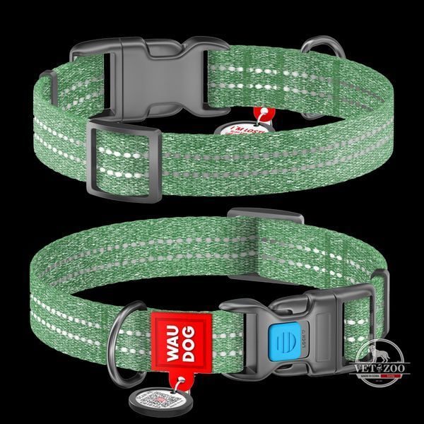 Нашийник для собак WAUDOG Re-cotton з QR паспортом, з відновленої бавовни, пластикова пряжка, синій, XL  028611; 028612; 028618; 02869; 028811; 02883; 029211; 029212; 02922; 02924; 02925; 02926; 02927; 02929; 029411; 029412; 029418; 02942;02943; 02944; 02945; 02946; 02947 фото
