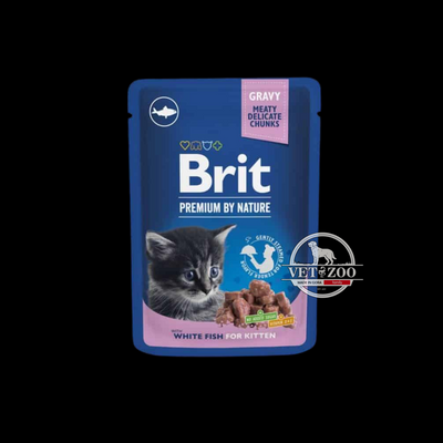 Вологий корм Brit Premium Cat pouch для кошенят, біла риба, 100 г 111835 фото