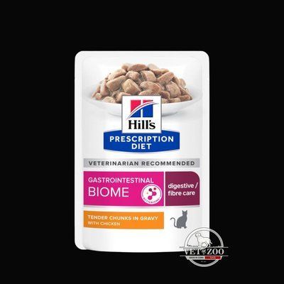 Hill&rsquo;s PRESCRIPTION DIET Gastrointestinal Biome Вологий корм для котів при захворюваннях шлунково-кишкового тракту, з куркою, пауч, 85 г 607212 фото