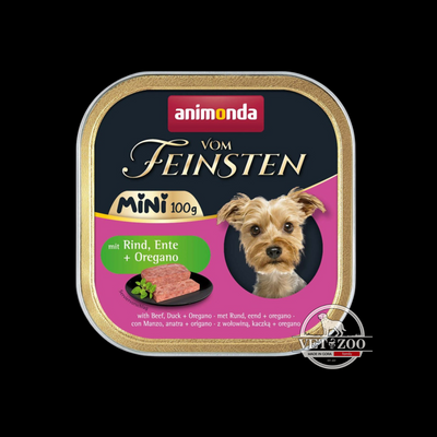 Корм вологий Animonda Vom Feinsten Adult Mini для собак мініпорід, з яловичиною, качкою + орегано 100 г 82361 фото