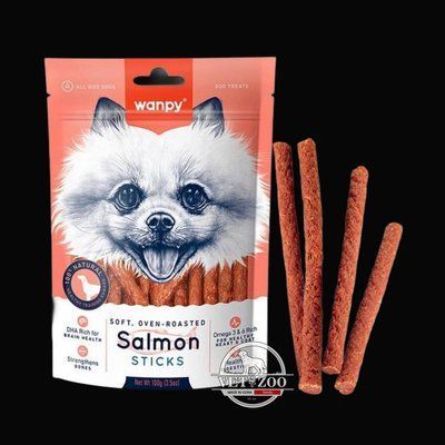 Wanpy Salmon Fish Shape Bites ВАНПІ ШМАТОЧКИ ЛОСОСЯ РИБКИ ласощі для собак 100г  FA-32 фото