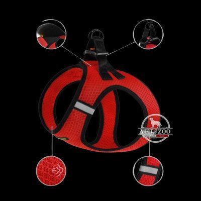 Шлея для собак BronzeDog Mesh Vest 3D сітка червоний XXXXS, обхват грудей 24см, обхват шиї 20см 83003; 83006; 83107; 83202; 83306; 83404; 83508 фото