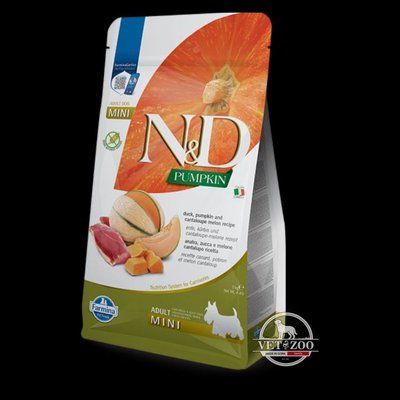 Farmina N&D Grain Free Pumpkin Duck & Cantaloupe Adult Mini Беззерновий сухий корм з качкою та динею для дорослих собак малих порід 2кг 168802 фото