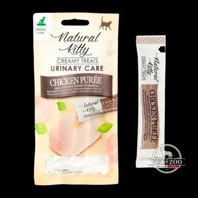 Natural Kitty Fuctional Creamy Treat Chicken Puree Urinary Care - кремові ласощі для здоров'я сечовивідних шляхів котів (куряче пюре) - 12 г/4 стіки SNK24016 фото