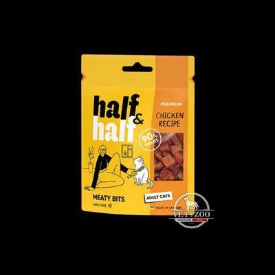 Ласощі для котів Half&Half у формі м'ясних шматочків з куркою, 50 г 31854 фото