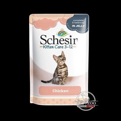 Schesir Chicken Kitten - Куриця у желе - вологий корм для кошенят, 85 г 171047 фото