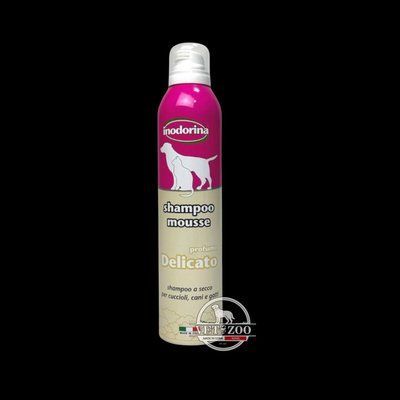 Шампунь-мус сухий для собак і котів Inodorina Shampoo Mousse Delicate з ніжним ароматом, 300 мл 2400020001 фото