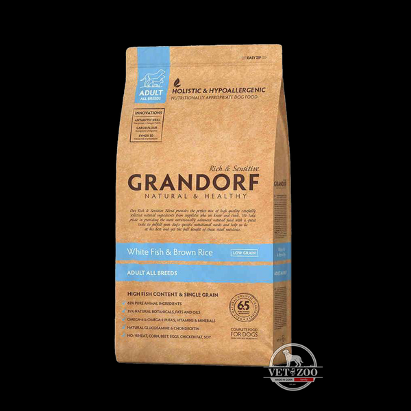 Grandorf DOG ADULT MEDIUM & MAXI White Fish - Грандорф Сухий комплексний корм Риба для середніх та крупних порід 1кг 94301; 94303; 94310 фото