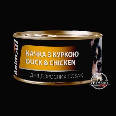 AnimAll dog Duck & Chicken (банка) Консерви для собак з Качкою та Куркою 85г 168319 фото