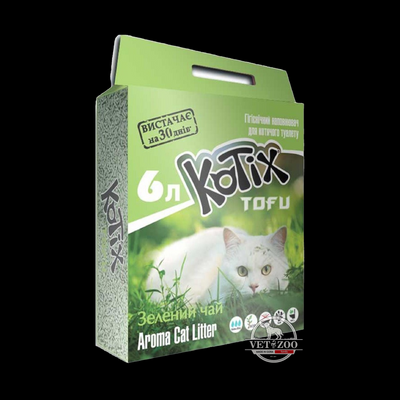 Kotix Tofu Соєвий наповнювач для котячого туалету, з ароматом зеленого чаю 6л 102095 фото