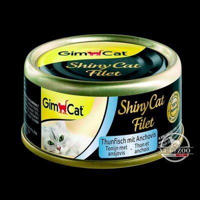 Вологий корм GimCat Shiny Cat Filet для котів, тунець та анчоус, 70 г G-412924/413761 фото